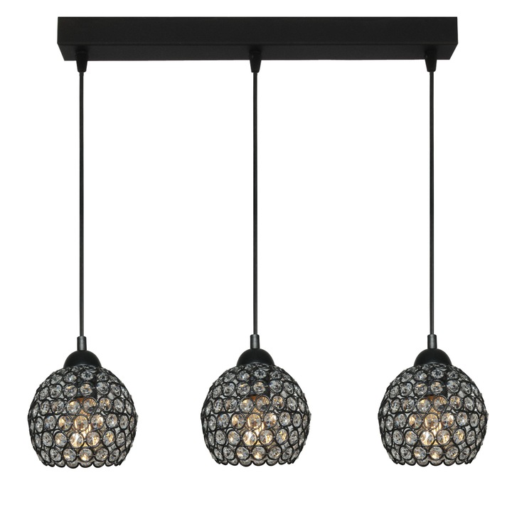 Таванно осветление Edylit, Метал/Стъкло, Черен, 60x56 см