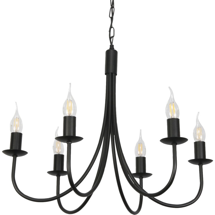 Таванно осветление Edylit, Метал/Стъкло, Черен, 80x58 см