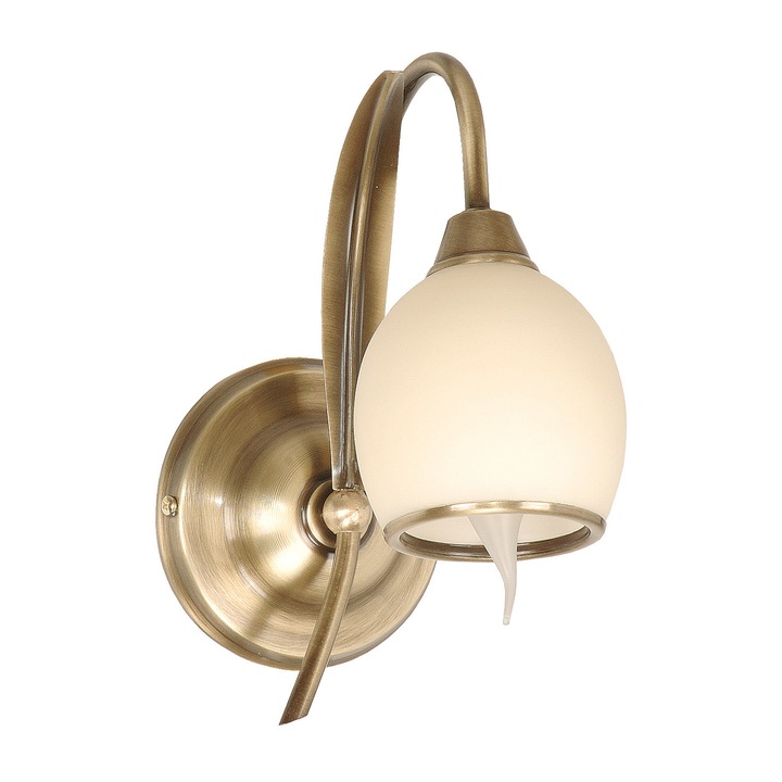 Aplica perete Markos, Edylit, Metal/Sticla, 24 x 15 cm, Auriu/Ecru