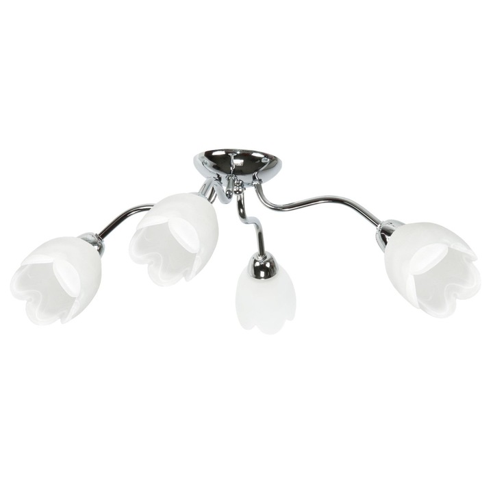 Lustra Ture, Edylit, Metal, E14, IP20, Argintiu/Alb