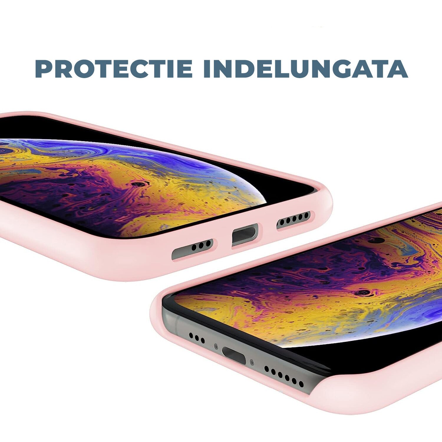 Husa Daden® Soft Silicone compatibila cuI iPhone XS Max, Interior din Microfibra, Protectie sporita, Roz