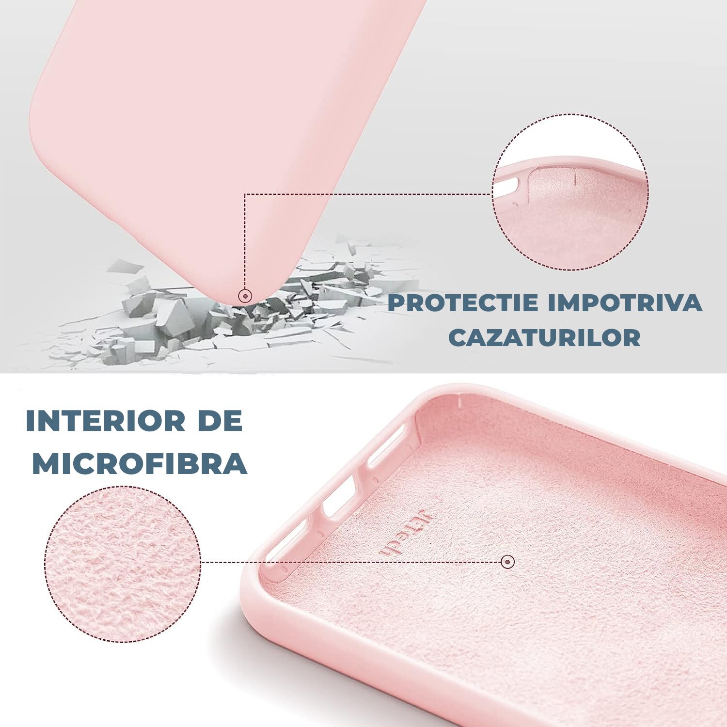 Husa Daden® Soft Silicone compatibila cuI iPhone XS Max, Interior din Microfibra, Protectie sporita, Roz