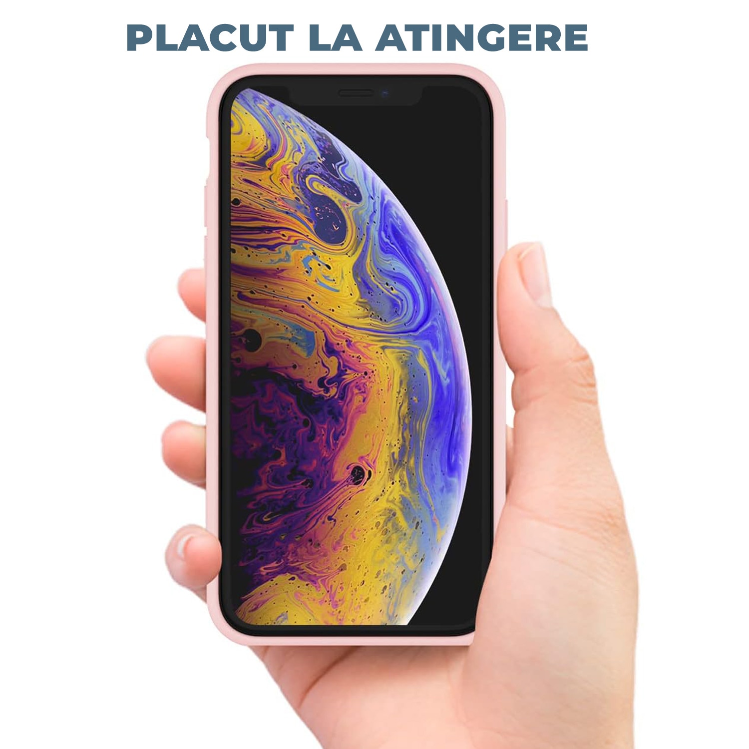 Husa Daden® Soft Silicone compatibila cuI iPhone XS Max, Interior din Microfibra, Protectie sporita, Roz