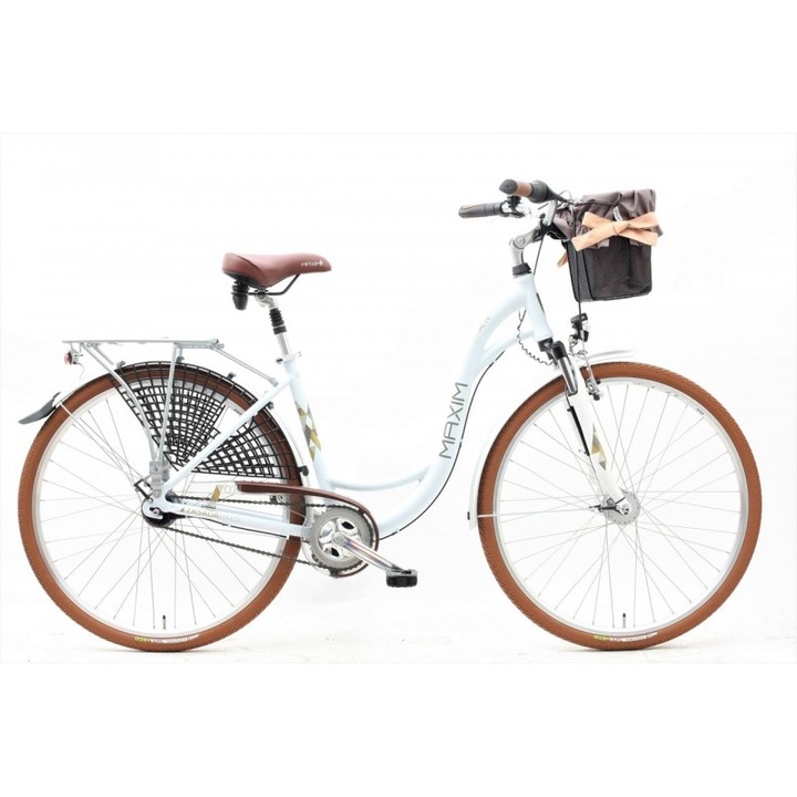 Bicicleta de oras, MAXIM, Aluminiu, Alb/Rosu