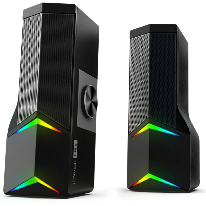 Boxe PC 2in1 PSU103, 2 x 3 W, Bluetooth, iluminare RGB, USB, Negru ...