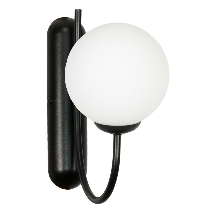 Fali lámpa, Edylit, Fém/Üveg, 27x14 cm, Fekete