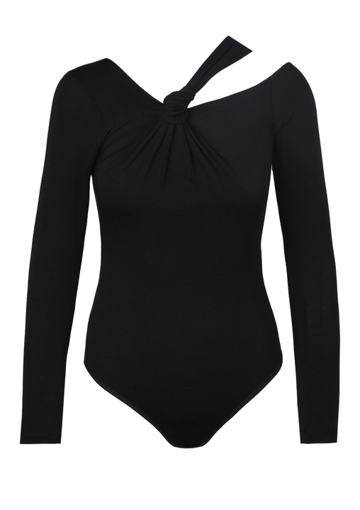 Body cu maneca lunga, Marilyn, Viscoza/Lycra, Negru, Negru