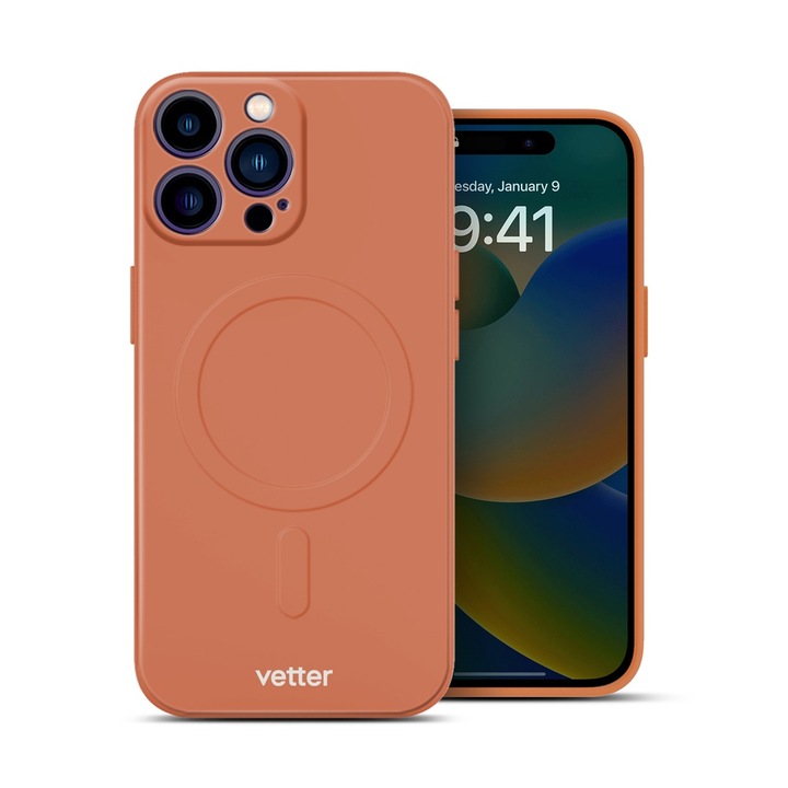 Vetter tok iPhone 14 Pro Max, Soft Pro Ultra, MagSafe-kompatibilis, narancssárga telefonhoz