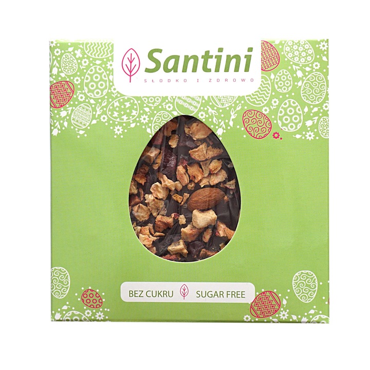 Ciocolata cu lapte/prune/migdale, Santini, Fara zahar, 80 g