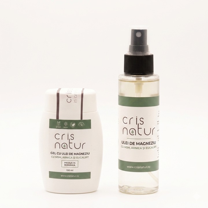 Pachet Gel si Ulei de Magneziu cu MSM, Arnica si Eucalipt 100 ml ( fara plasa)