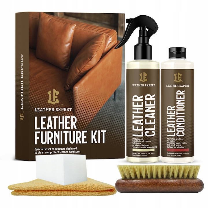 Комплект препарати за грижа за мебели, Leather Expert, За кожа, 250 мл