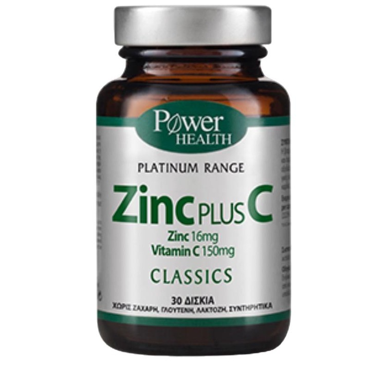 Supliment alimentar, PowerHealth, Classics Platinum, Zinc Plus C, 30 tablete