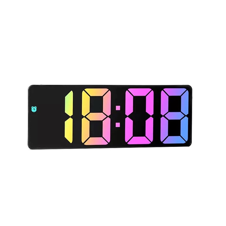 Декоративен цифров настолен часовник с LED дисплей, огледален дисплей, функция аларма, време за стена/таван, настройка на интензитета, Saiconcept