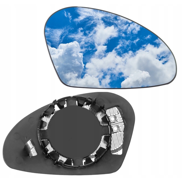 Ansamblu oglinda stanga Seat Altea (2004-2015), completa carcasa alba, semnalizare LED, reglaj electric, sticla convexa si incalzita