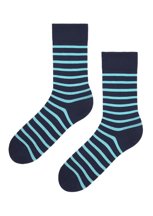 Sosete cu model in dungi, Marilyn, Bumbac, Bleumarin/Albastru, 41-45