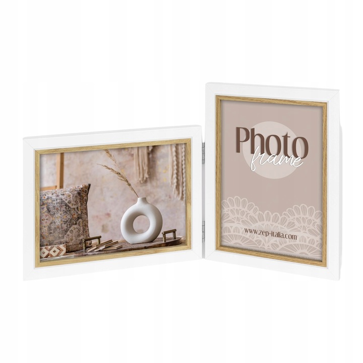 Rama foto, ZEP, 10 x 15/ 15 x 10, Cu 2 fotografii, Lemn, Alb