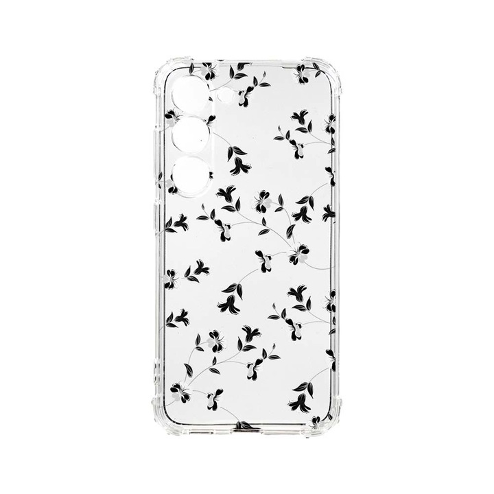 Husa BestCase® Anti Shock, Compatibila Cu Samsung Galaxy S23 Plus, Black Flower, 1.5MM, Rezistenta La Socuri, Protectie Camera, AS 128