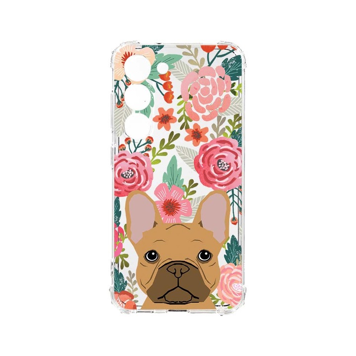 Husa BestCase® Anti Shock, Compatibila Cu Samsung Galaxy S23 Plus, Dog and Flowers, 1.5MM, Rezistenta La Socuri, Protectie Camera, AS 637