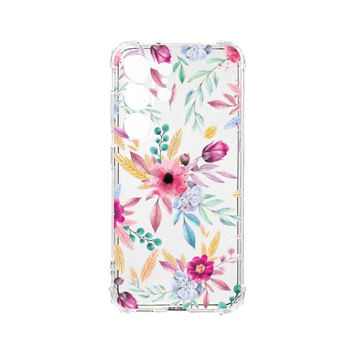 Husa BestCase® Anti Shock, Compatibila Cu Samsung Galaxy S23 Ultra, Happy Flowers, 1.5MM, Rezistenta La Socuri, Protectie Camera, AS 69
