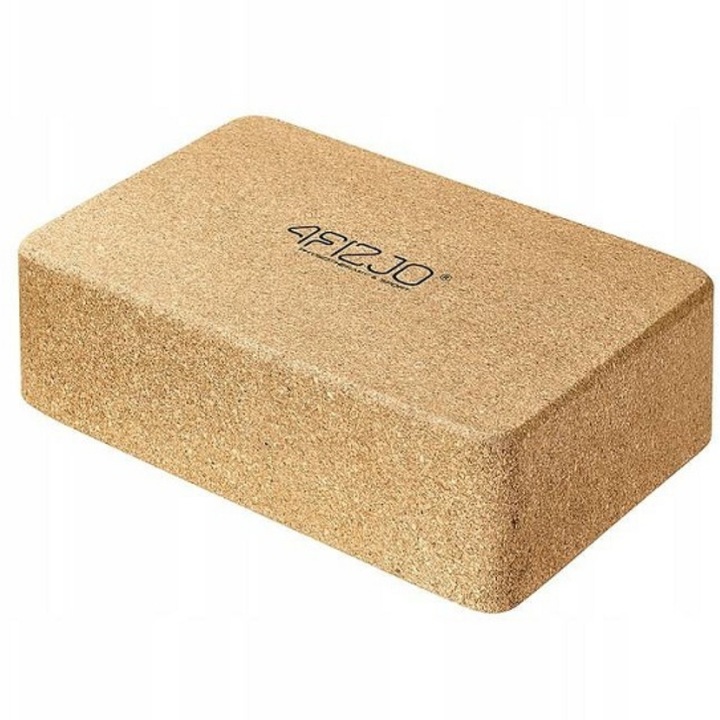 Jóga és Pilates blokk, 4FIZJO, Fitness kocka, jóga és pilates blokk, 22 x 14.5 x 7.2 cm, parafa, barna