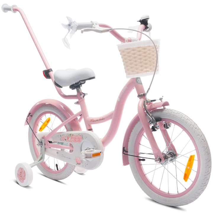 Велосипед за момиче 16 цола, 4 - 6 години Flower Bike розов