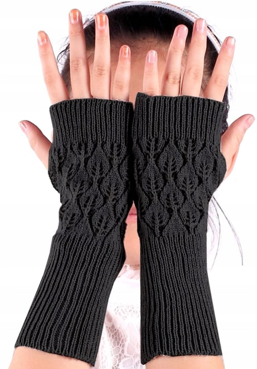 Термоизолационни ръкавици топли ръкавици без пръсти, Edibazzar, Акрил, 20x7 см, Черни