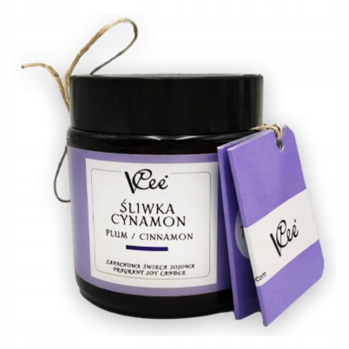 Lumanare parfumata din soia, prune si scortisoara, VCee, 120 ml