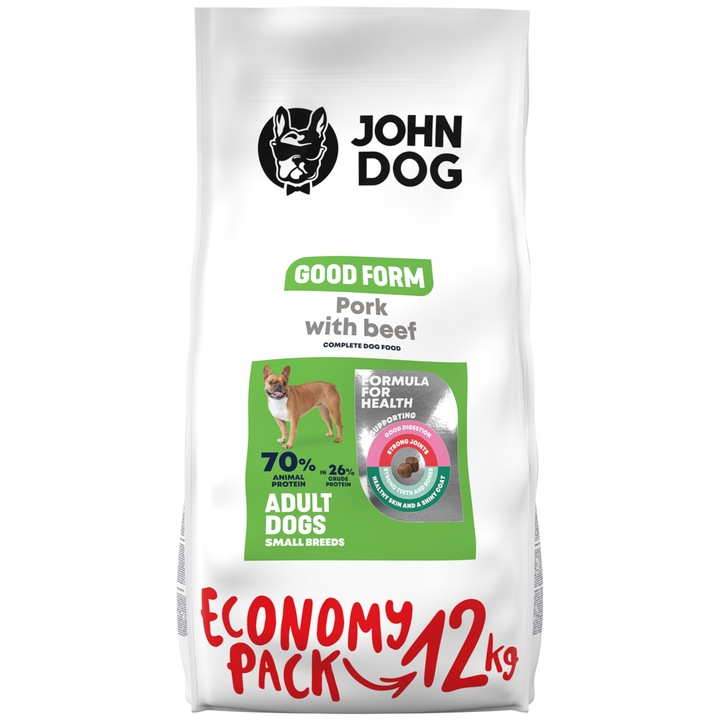 Hrana Uscata JOHN DOG Good Form Adult Pork cu Vita 12 Kg