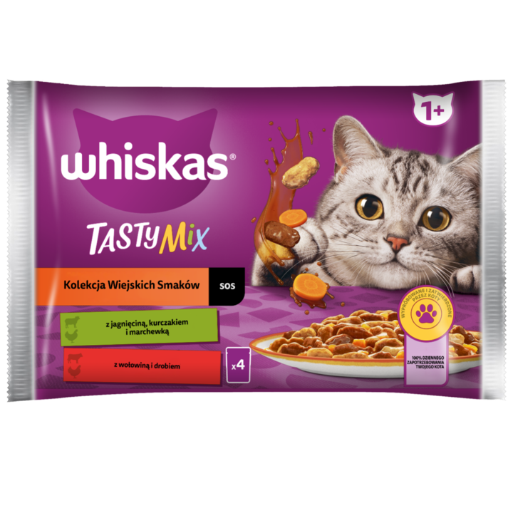Set 4 cutii hrana pentru pisici, Whiskas, 4 x 85 g
