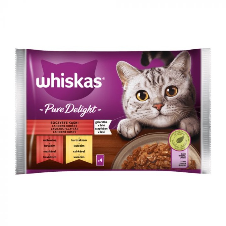 Set 4 cutii hrana pentru pisici, Whiskas, 4 x 85 g