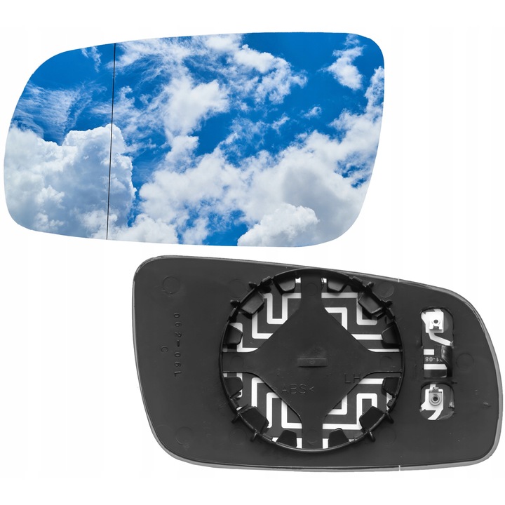 Sticla oglinda, Dreapta, Am Seat Alhambra 1998-2003, Volkswagen Sharan 1998-2003, Argintiu/Negru