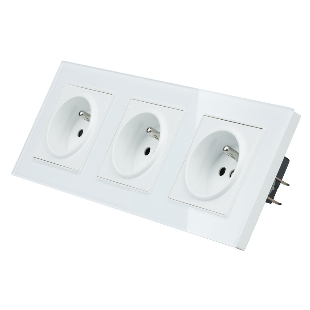 Троен контакт, Interlook, 230V, Стъкло, Бял - eMAG.bg