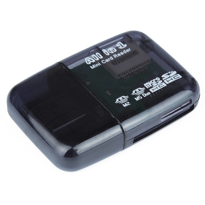 Cititor universal de carduri de memorie, Interlook, USB, Negru