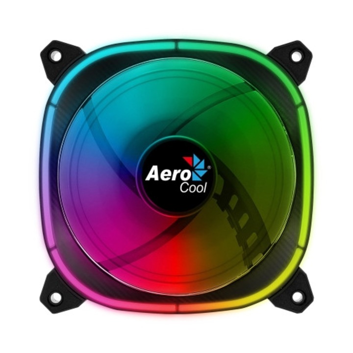 Ventilator computer, Aerocool, ACF3-AT10217.01, 120x120x25mm, 1000RPM, iluminare RGB, Negru