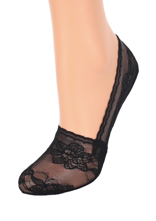 Ниски мрежести чорапи с бродерия, Мерилин, Черни, Универсален размер