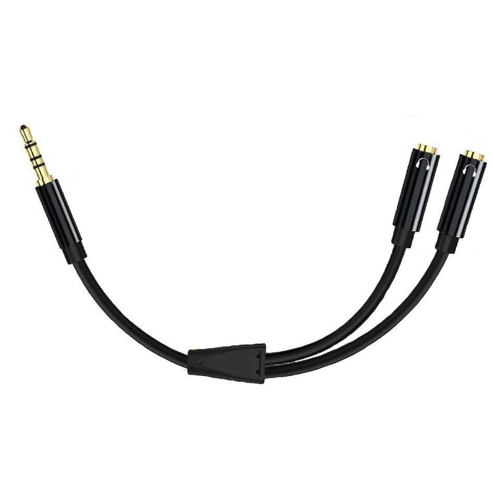 Cablu audio, Interlook, Mini Jack, 33 cm, Negru