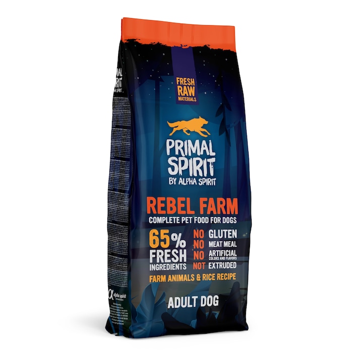 Hrana pentru caini Primal Spirit, Rebel Farm, 12 Kg