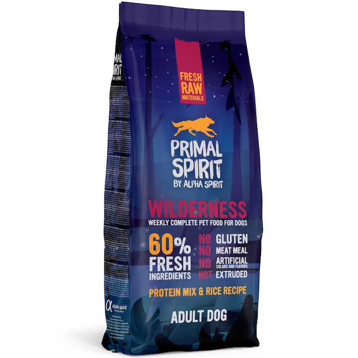 Hrana pentru caini Primal Spirit, Wilderness, 12 Kg