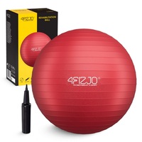 Minge fitness, 55 cm, 4FIZJO, pentru formarea coloanei vertebrale, pentru exercitii gimnastica, yoga, aerobic, pilates, recuperare pompa inclusa, PVC, Rosu