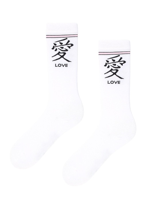 Високи чорапи с китайски йероглифи, Marilyn Памук, Бяло, 36-40