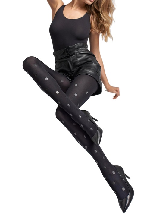 Dresuri dama cu buline, Marilyn, Emmy T09, Poliamida/Elastan/Bumbac, 60 DEN, Negru, 1-2