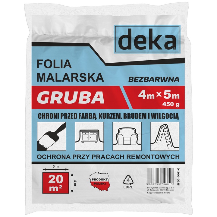 Защитно фолио за боя, Дека, 4х5м, 450гр