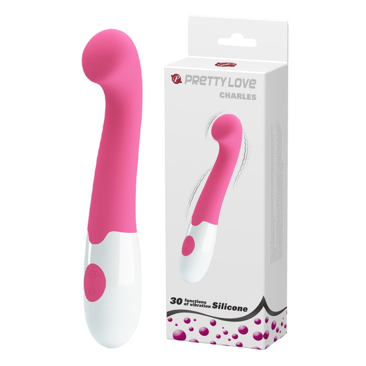 Vibrator Pretty Love Charles, 30 functii, hipoalergenic, curbat, roz