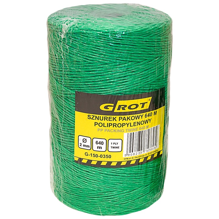 Оградно въже, Grot, Полипропилен, 2 mm x 640 m, Зелено