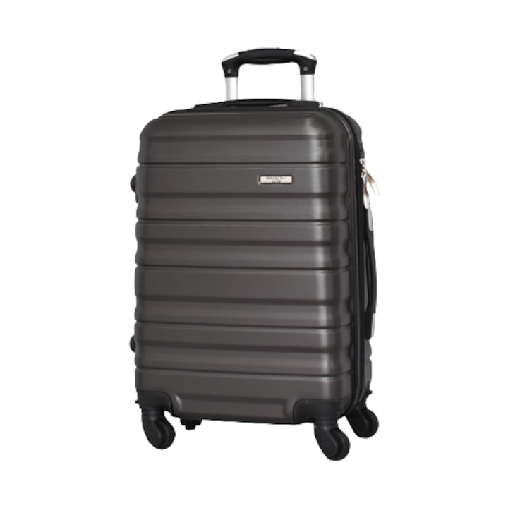 Куфар Perfect line ABS 2027, 55/23/38 см, Разширител, Свалящи се колелца, Тъмносив