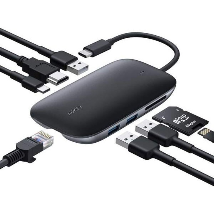 CB-C71 8-in-1 Type C 100W PD Hub with Ethernet Port, 4K HDMI, 3 USB 3.0 Ports, SD/TF Card Reader