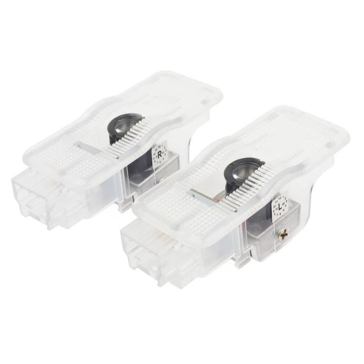 Set 2xbec proiectie logo auto, Interlook, Peugeot, 12V, Transparent