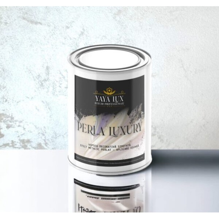 Vopsea Decorativa, Perla Luxury, cu Fulgi Perlati, Alb Perlat, YaYa Color, 1 L
