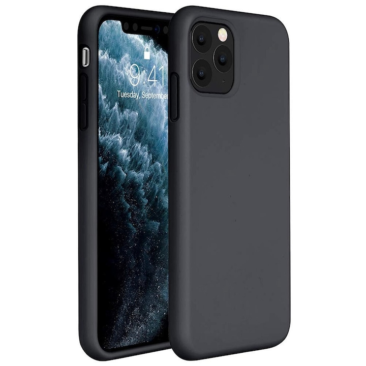Apple iPhone 13 Mini, husa din silicon, gel de siliciu lichid Wooze, negru (106521)