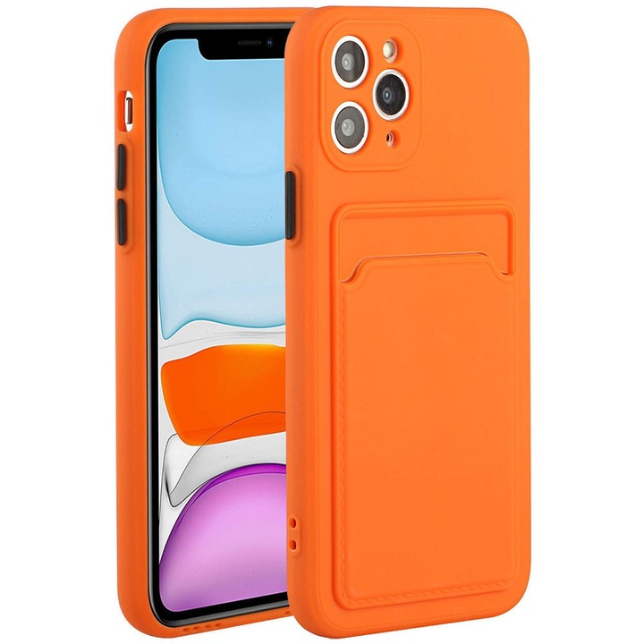 Huawei Honor Magic 4 Lite / X9 4G / X9 5G / X30, Силиконов кейс, с държач за карти, Wooze Card Slot, оранжев (123701)